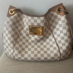 Louis Vuitton Damier Azur Shoulder Bag with Gold Accents
